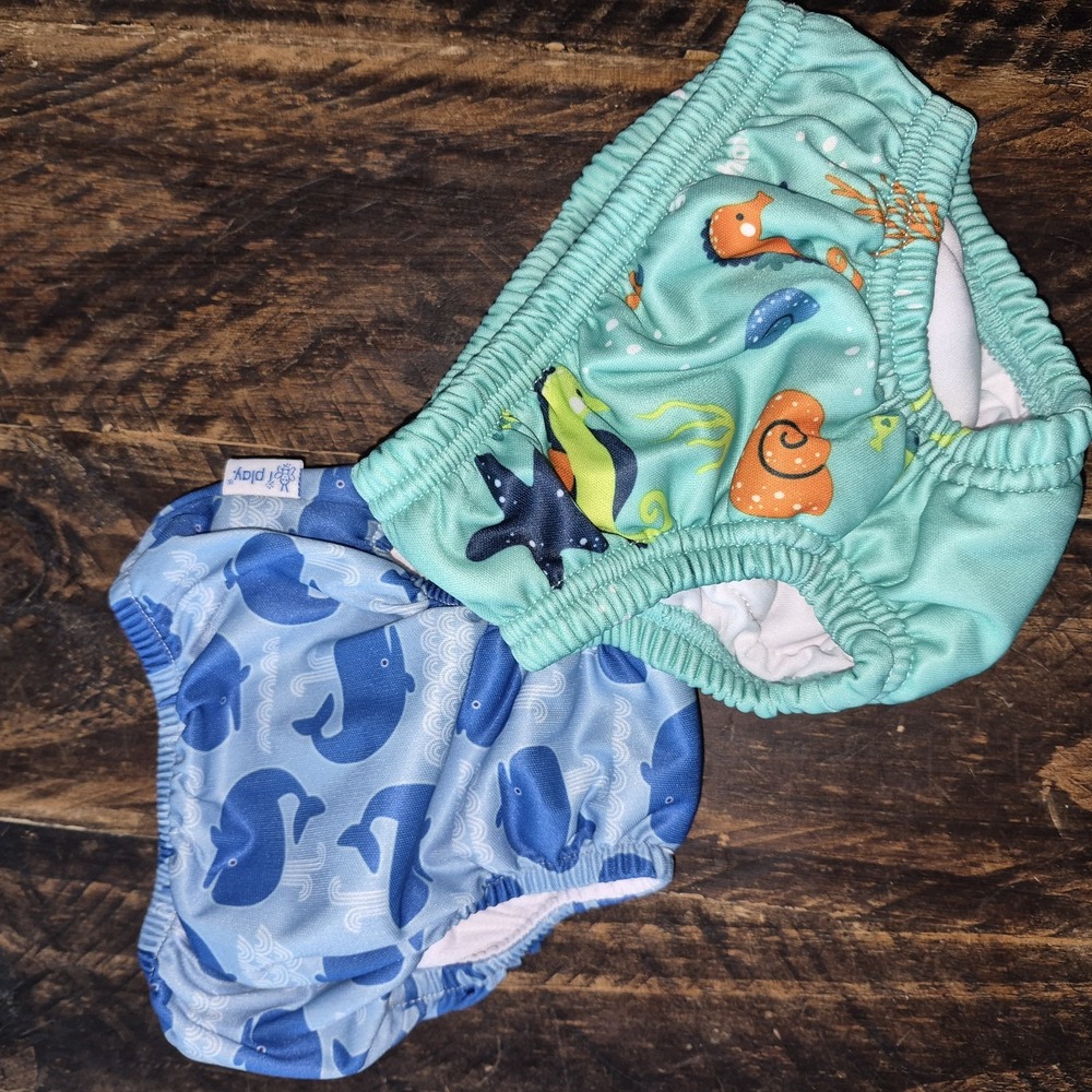 2 PC Boys Swim Wear 12 Months I Play And Aqua Leisure, Swimming Pool Beach Sun